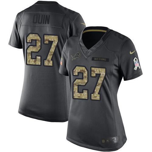 Nike Lions #27 Glover Quin Black Women's Stitched NFL Limited 2016 Salute to Service Jersey